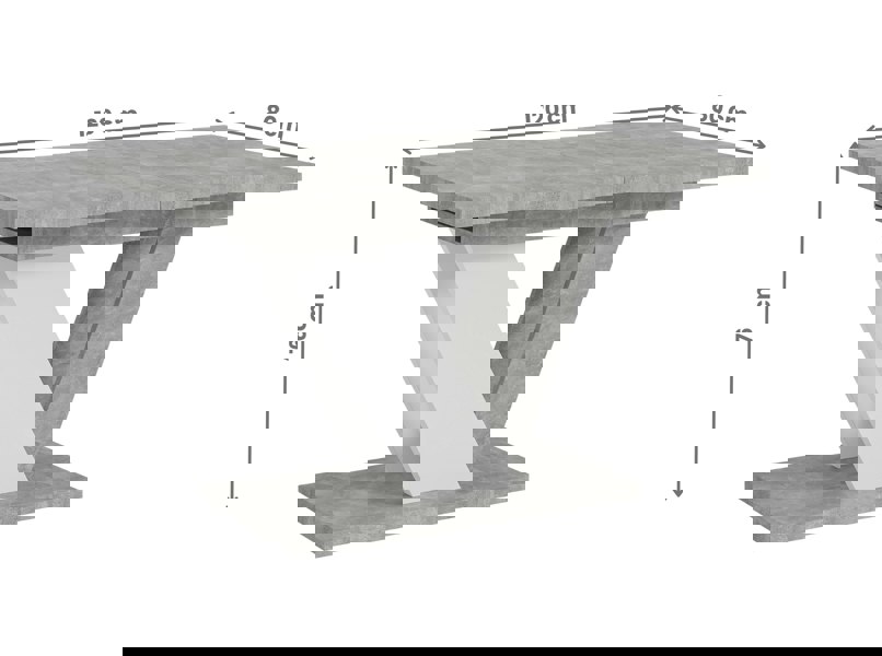 PHD Furniture Extendable Dining Table for 6 People DUBAI Stone Effect, White