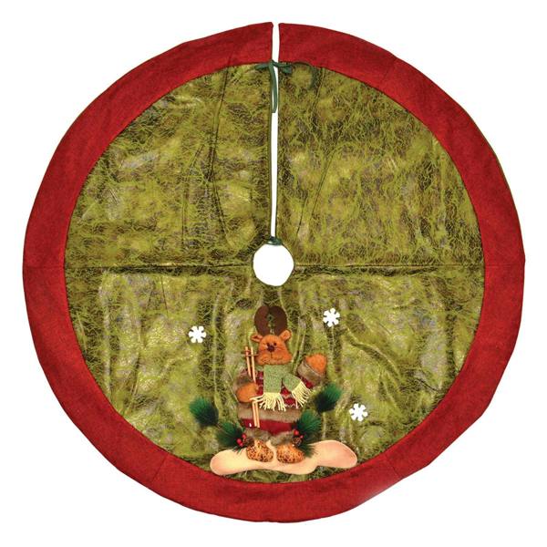 122cm Christmas Tree Skirt Base Cover with 3D Reindeer Design for Festive Home Decorations image 4