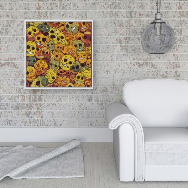 Warren Reed Autumnal Skulls Pattern Framed Canvas