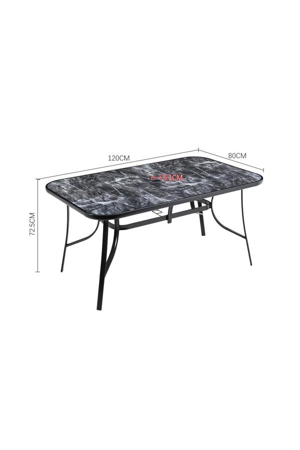 Living and Home Rectangle Garden Tempered Glass Table with 4 PE Rattan Chairs