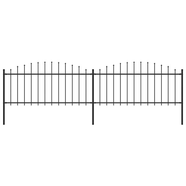 Berkfield Garden Fence with Spear Top Steel (0.5-0.75)x3.4 m Black