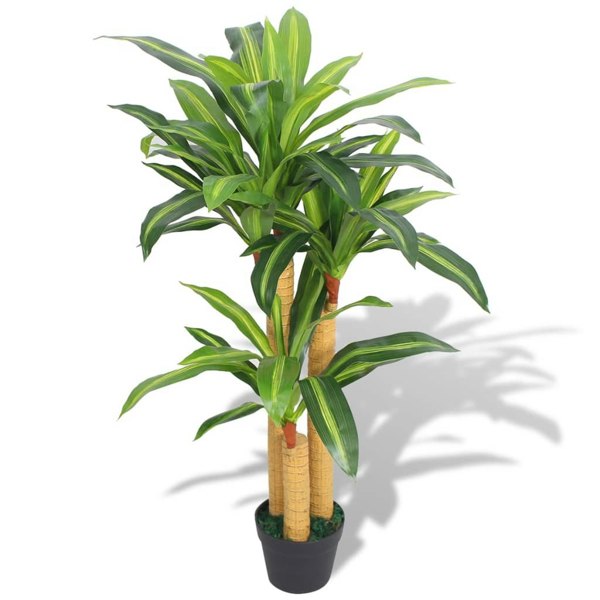 Berkfield Artificial Dracaena Plant with Pot 100 cm Green