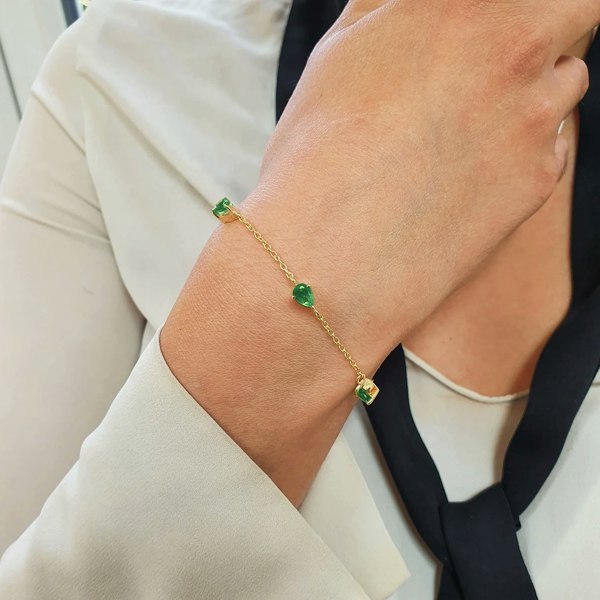 Emerald May Birthstone Minimalist Gold Vermeil Bracelet