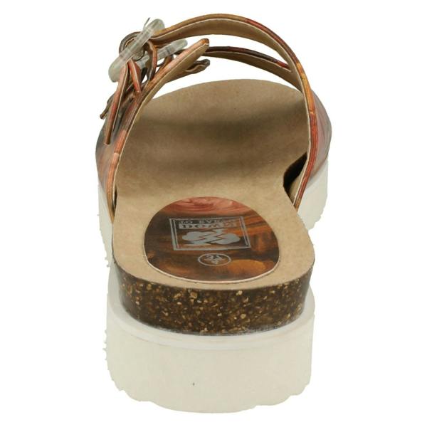 Down to Earth Ladies Down To Earth Twin Strap Leaf Design Mules