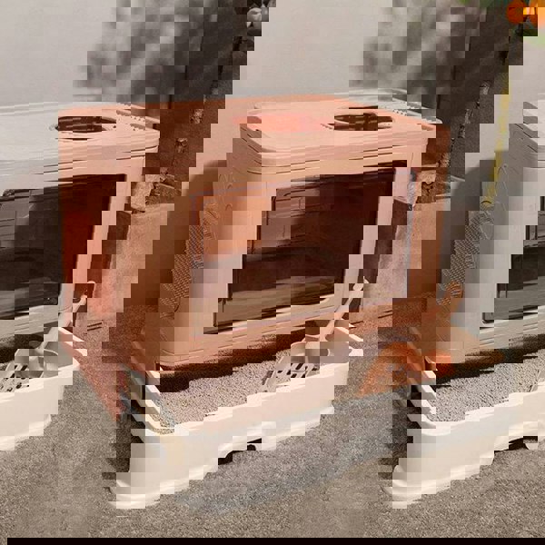 Enclosed Folding Plastic Cat Litter Box with Scoop Living and Home