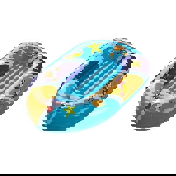 Blue Fashy Waterworld Inflatable Kids Swim Boat with sea creature float