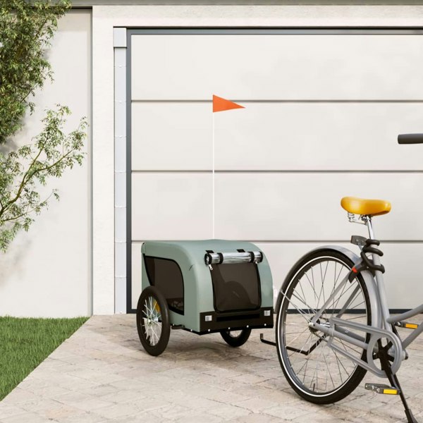 Berkfield Dog Bike Trailer Grey and Black Oxford Fabric and Iron
