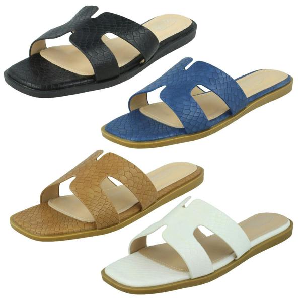 Spot On Ladies Spot On Croc Print Mules F00298