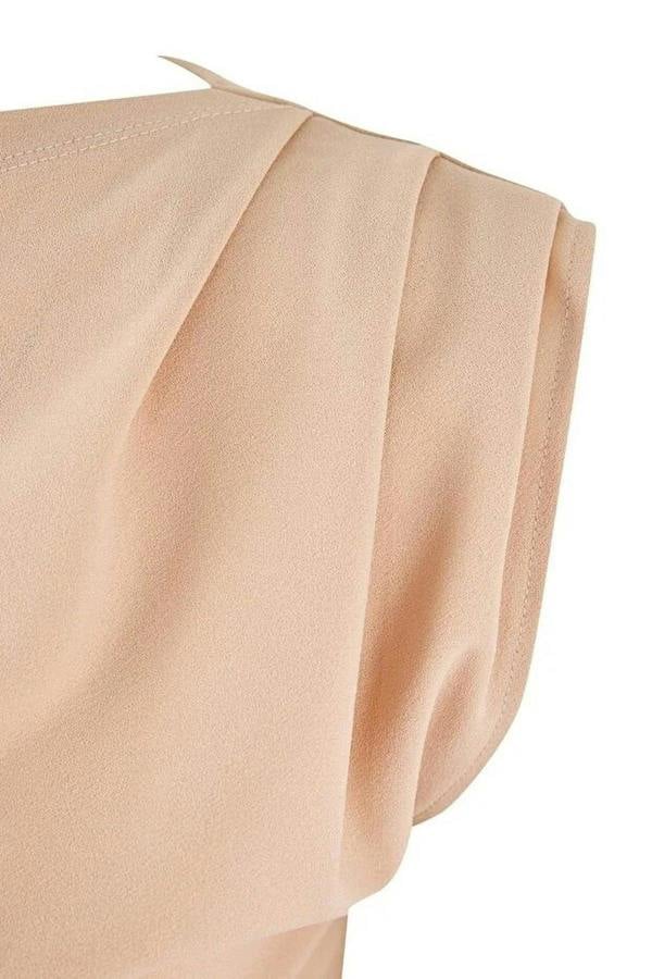 WOVCOR Draped Detail Asymmetrical Collar Knitted Blouse