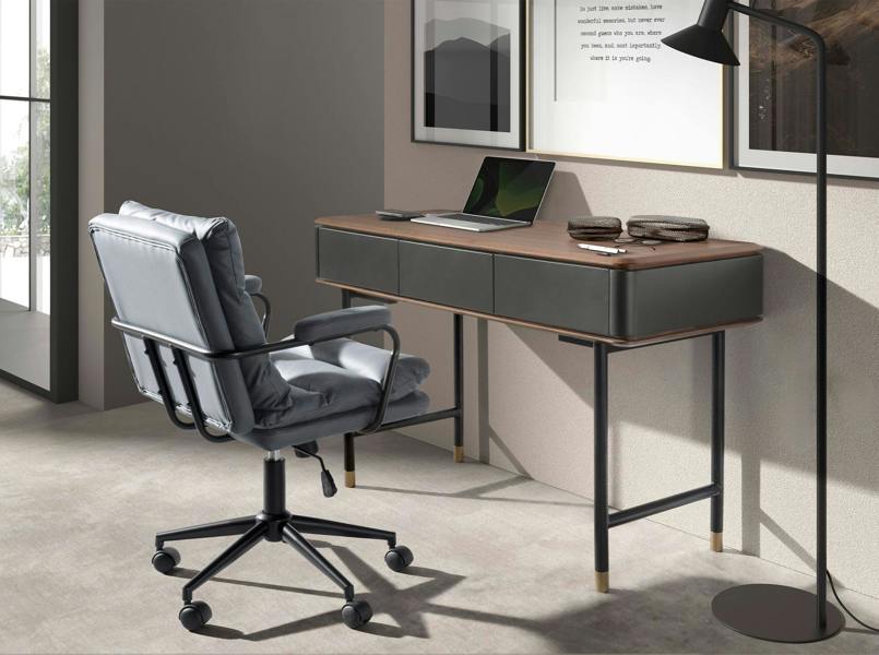 Angel Cerdá Rectangular Console Walnut, Matt Dark Grey Wood and Black Steel 7171