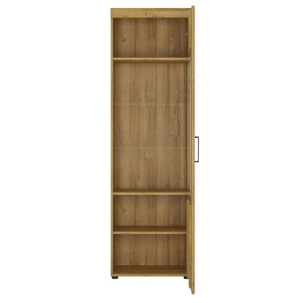 Wyld Haus Larkwood Tall Glazed Grandson Oak Wood Display Cabinet Right Hand