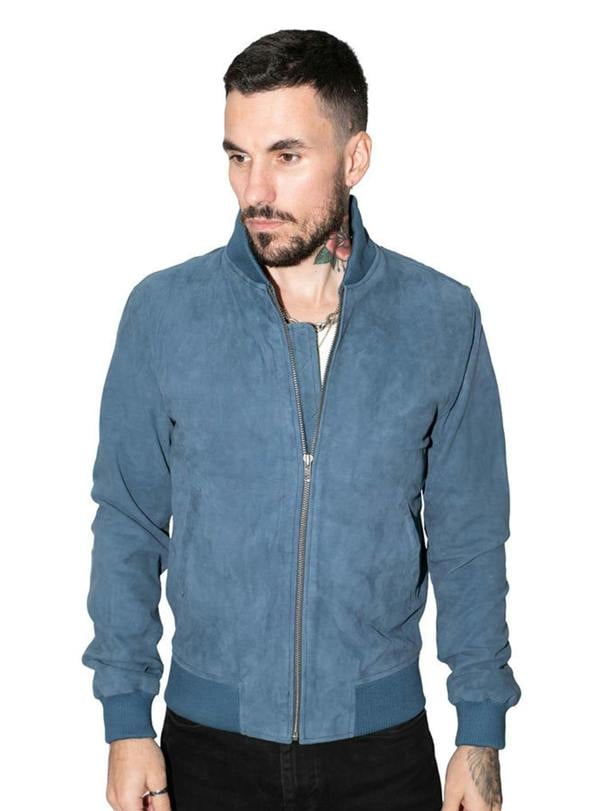Infinity Leather Mens Retro Goat Suede Varsity Leather Bomber Jacket-Athens