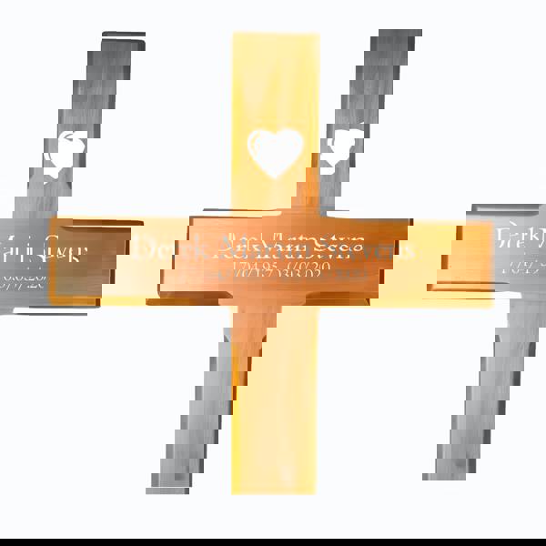 Memorials Direct Personalised Mahogany Memorial Cross, Heart – Durable Wooden Grave Marker for Outdoor Use