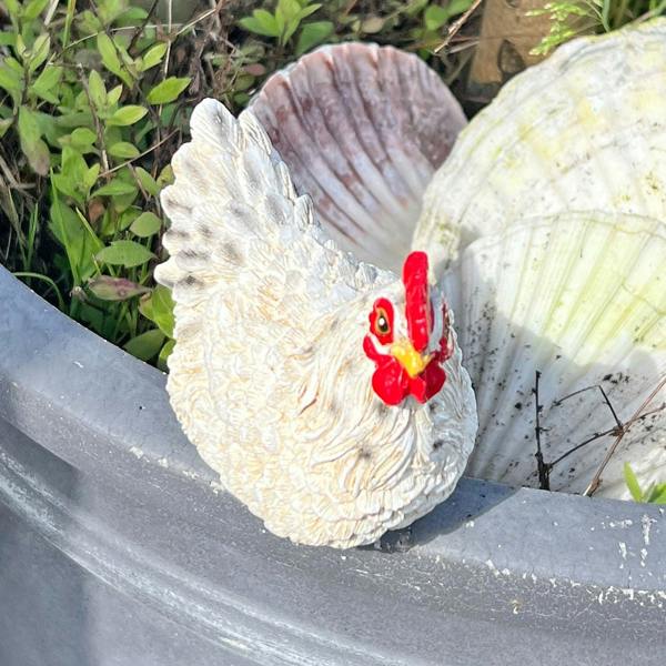 Farmwood Pair of Pot Topping Chicken Garden Ornaments
