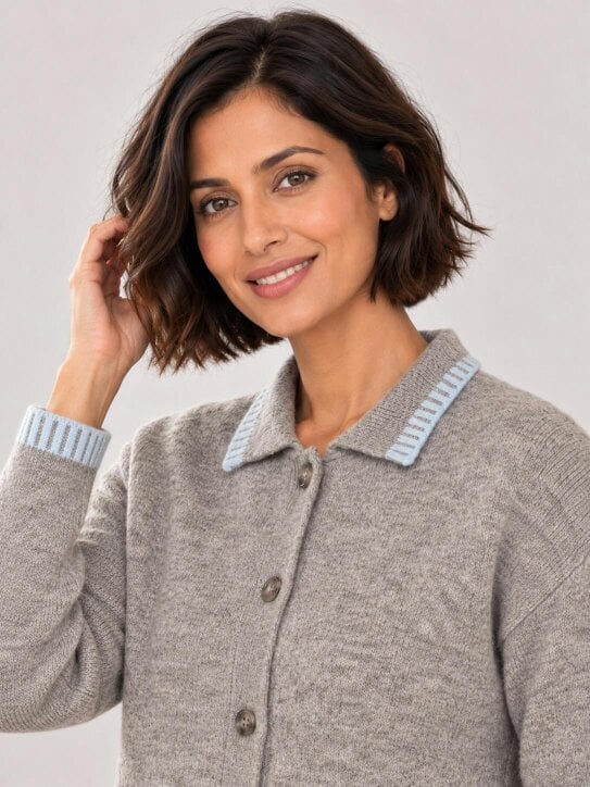 VIZ-A-VIZ Blanket Stich Button Through Cardigan
