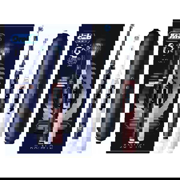 Oral-B iO 6 Electric Toothbrush | 2-Pack | Black & Pink | 2 Brush Heads | Premium Travel Case