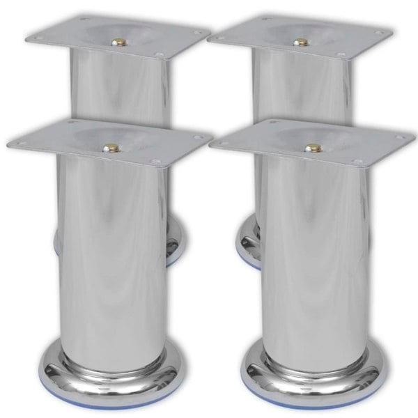 Berkfield 4 Round Sofa Legs Chrome 120 mm