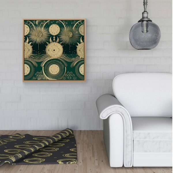 Warren Reed Green Moon and Sun Abstract Pattern Framed Canvas