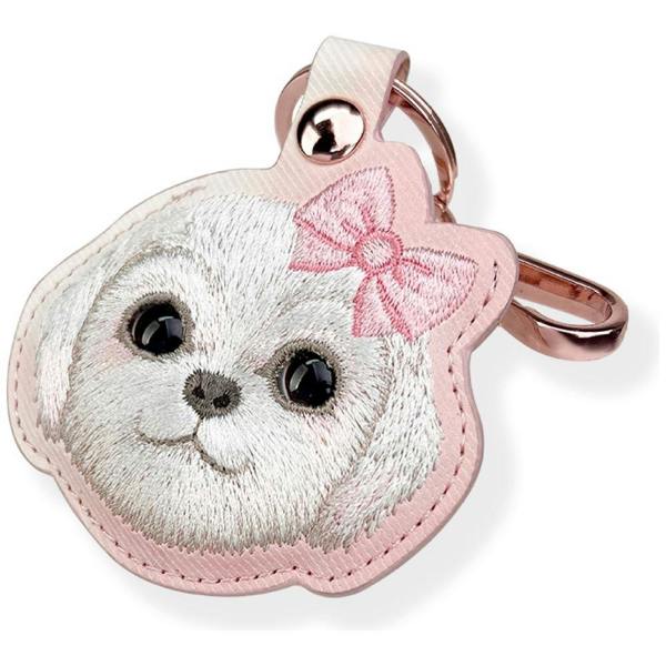 Nimmy Friends Nimmy Big Eye Cute Pet Bischon Fraise Dog Face Airtag Keychain Pink - N-XDY-YSK-02-A