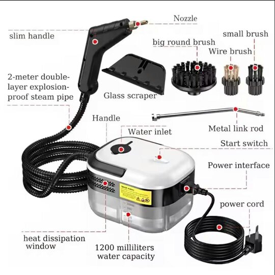 Havendro High Temp High Pressure Steam Cleaner Machine Portable Cleaning Machine Home Car