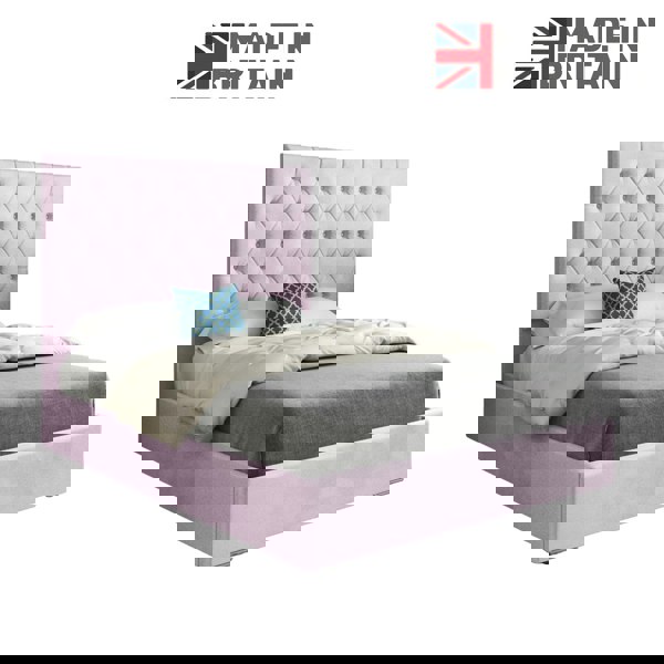 Casa Magna Alma Upholstered Soft Velvet Bed Frame - Pink