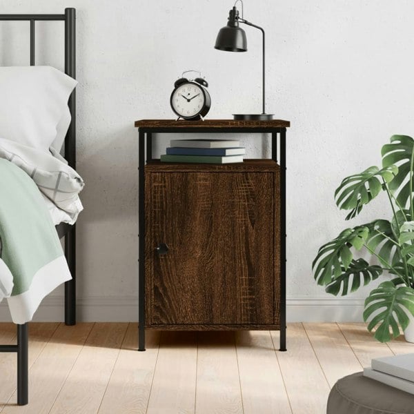 Berkfield Bedside Cabinet Brown Oak 40x42x60 cm Engineered Wood