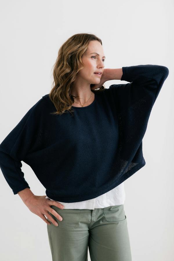 Lily & Me Penny Batwing Crossover Jumper Navy