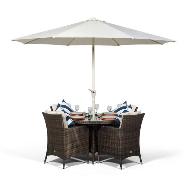 Giardino Savannah Round 4 Seater Patio Dining Set with Ice Bucket Drinks Cooler