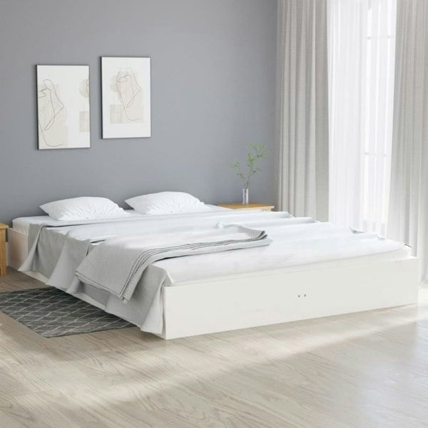 Berkfield Bed Frame White Solid Wood 200x200 cm