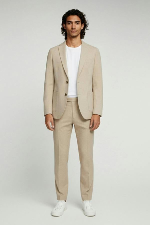 Harry Brown London Adam Wool Tweed Two Piece Suit in Ecru