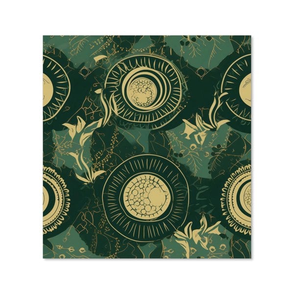 Warren Reed - Designer Abstract Green Gold Moon Pattern Kitchen Splashback