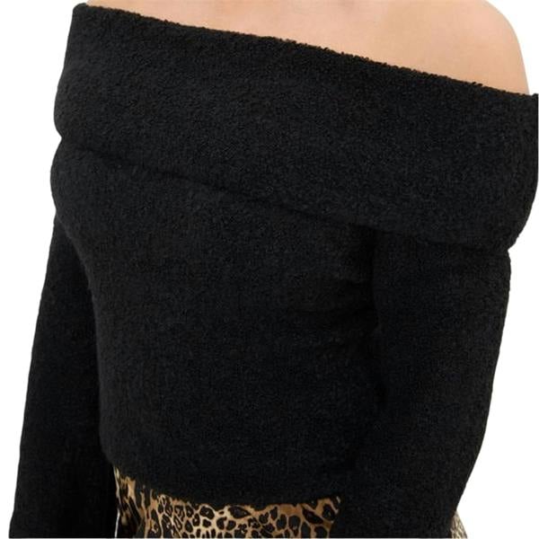 I Saw It First Womens/Ladies Bouclé Bandeau Jumper - Black - 