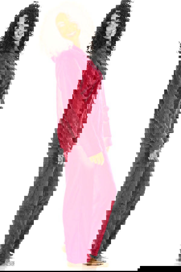 Camille Womens Magenta Supersoft Fleece Hooded Pyjama Set