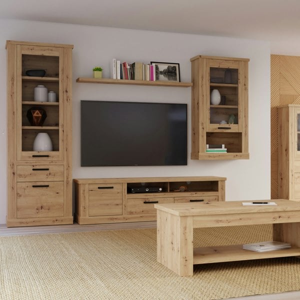 Furniture To Go Corona Narrow Display Cabinet in Artisan Oak