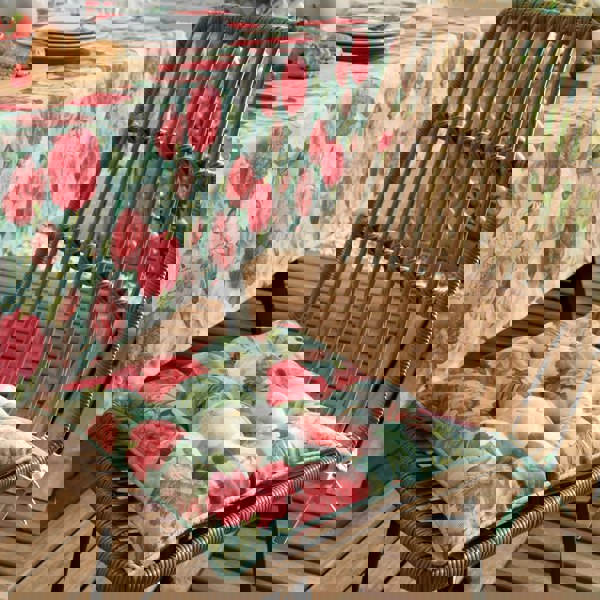 RHS Rose Garden Shower Proof Outdoor Cotton Dining Seat Pad Cushion