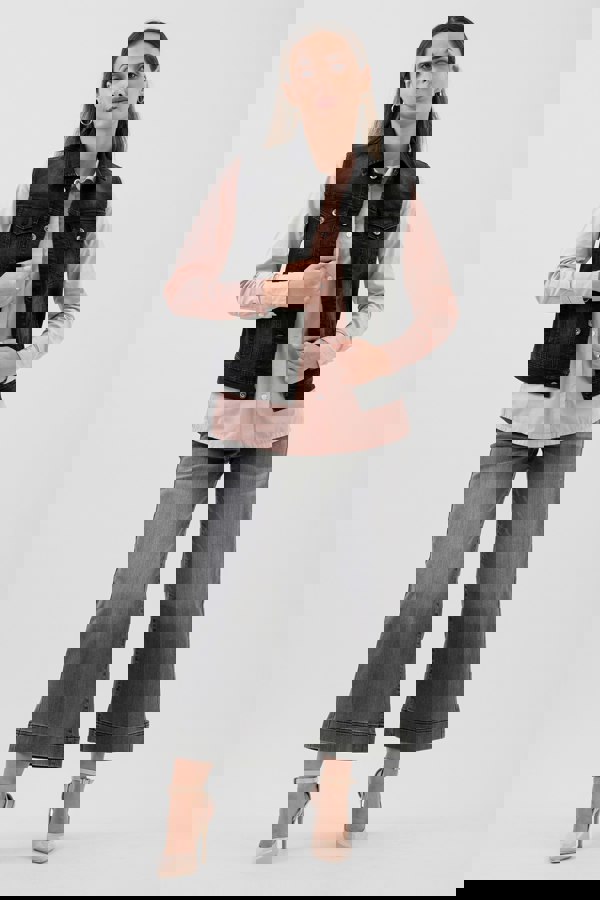 ENORSIA Womens Black Black Classic Denim Jacket