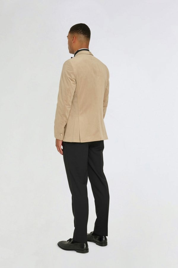 Harry Brown London Leo Velvet Tuxedo Dinner Jacket with Shawl Lapel Detail in Taupe