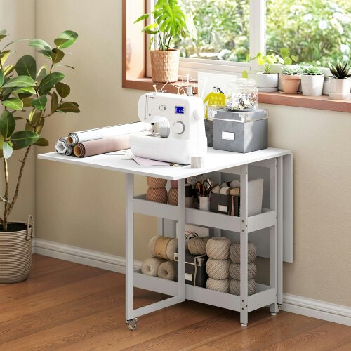 Wyld Haus Luloso Wooden White Drop Leaf Dining Table Seating 4