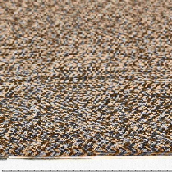 HOMESCAPES Linen and Black Melange Braided Rug