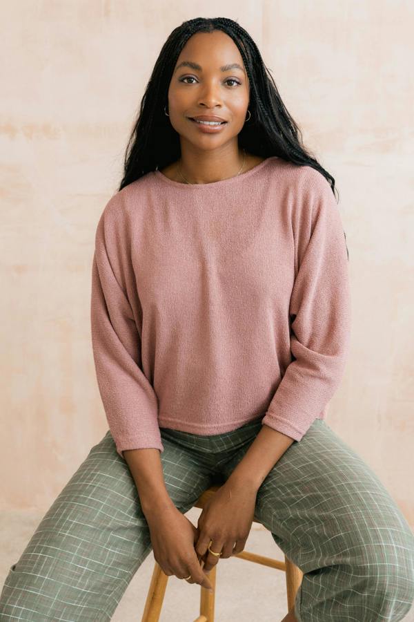 Penny Batwing Crossover Jumper Soft Pink