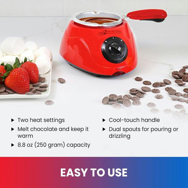 Total Chef Chocolate Melting Pot – 250g Electric Fondue Set For Chocolates, Candies & Dessert Dipping(Red)