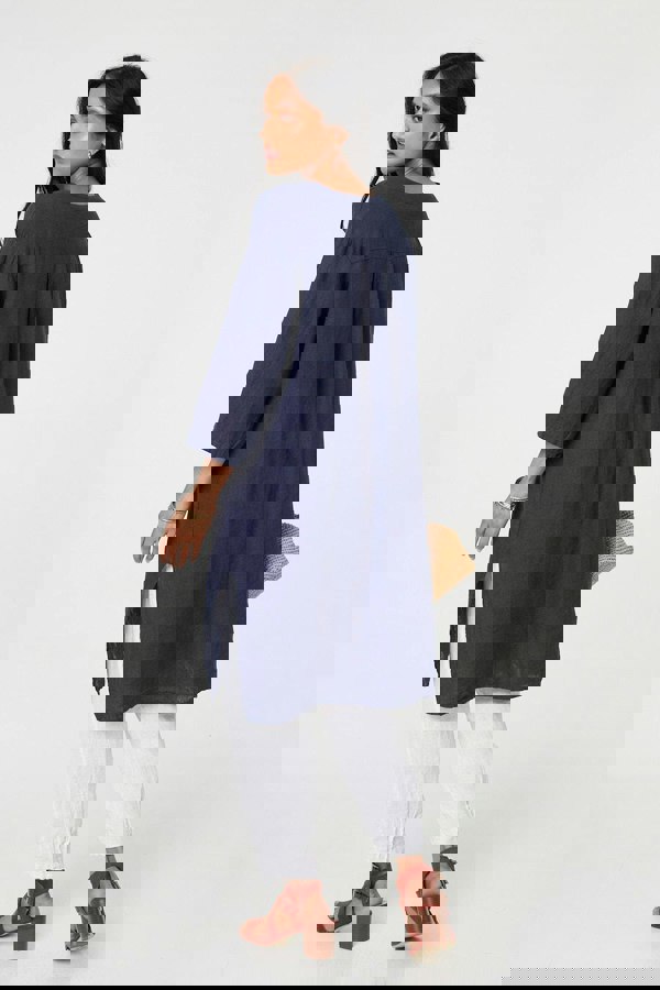 Navy | Longline 3/4 Sleeve Knee Length Tunic
