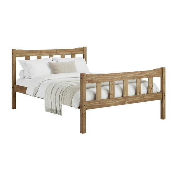 Wyld Haus Tralee Brown Wooden 4ft6 Double Bed with Slatted Headboard and Footboard