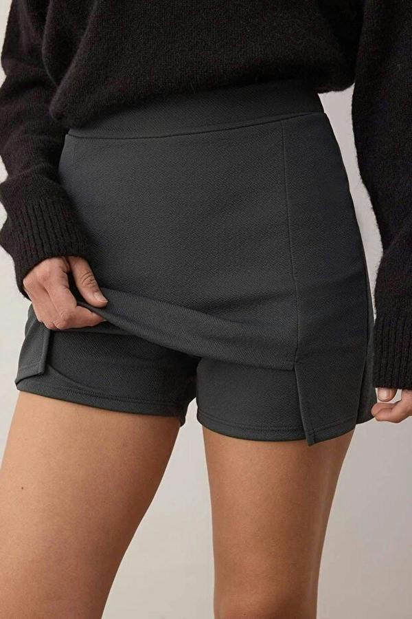 WOVCOR A-line Flexible Knit Mini Short Skirt with Slit