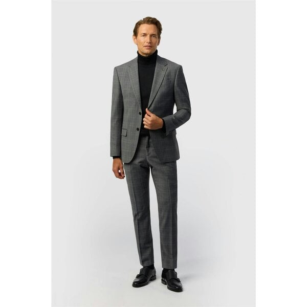 Ted Baker Slim Fit Grey Hopsack Check Jacket
