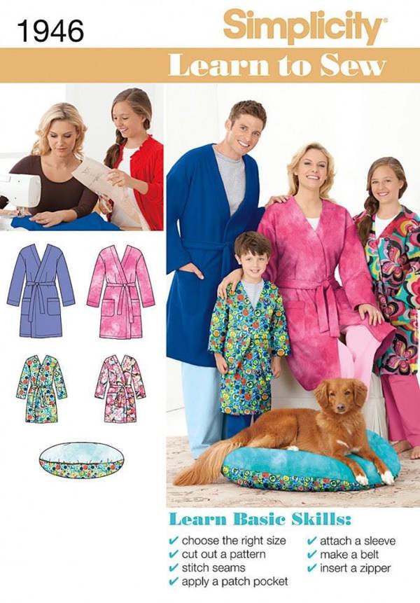 Simplicity Sewing Pattern 1946, Robes for Kids, Men, Pets, Teenagers, Women, XS-S-M-L-XL - Beginner, Easy