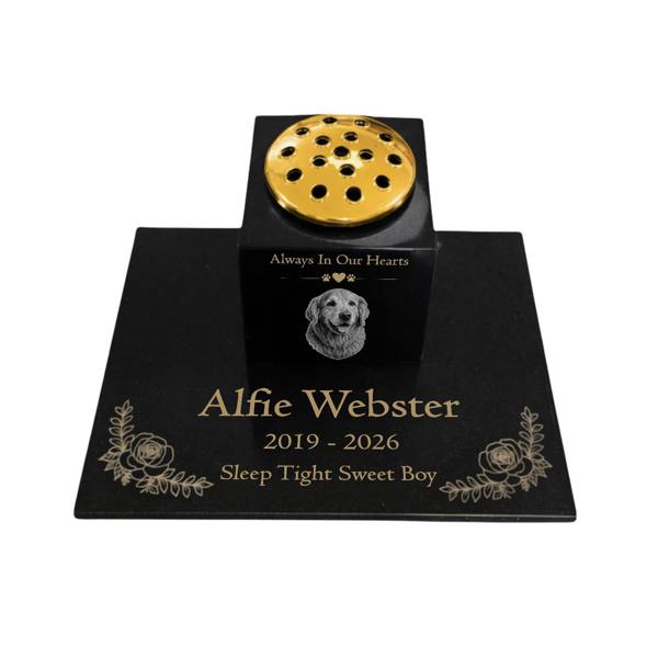 Memorials Direct Dog Memorial Granite Photo Vase & Tablet