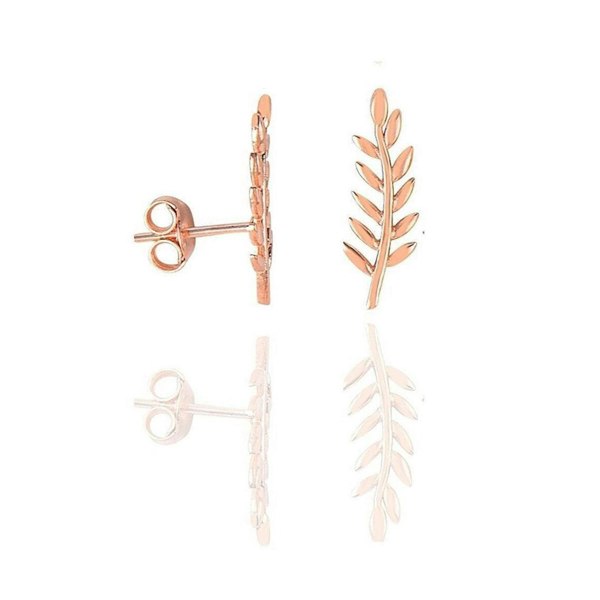 Long Leaves Sterling Silver Stud Earring - Spero London