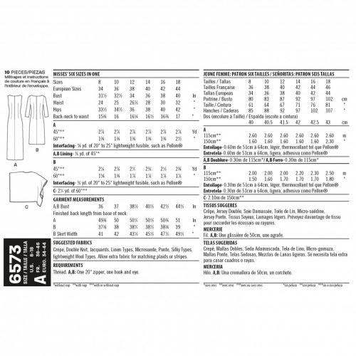 New Look Sewing Pattern 6573, Dresses for Women, A (8-10-12-14-16-18) - Easy