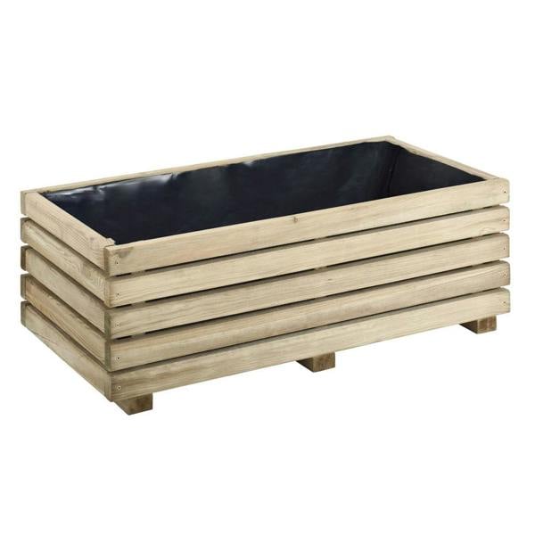 Cerland Kub Rectangular Slatted Planter 80cm x 40cm 60L Modern Wooden Planter